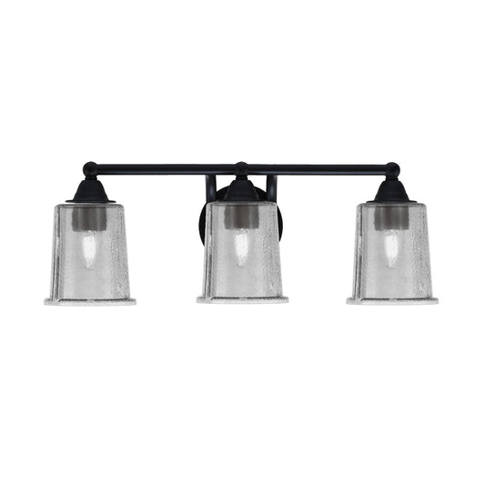 Toltec Paramount 3-Light Bath Bar | Modern Matte Black and Smoke Bubble Glass | Bathroom Vanity & Powder Room | 7.25 x 7.75 in | Model 3423-MB-5032