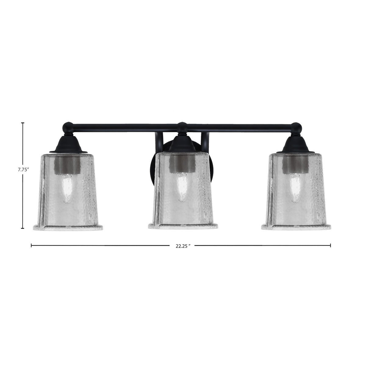 Toltec Paramount 3-Light Bath Bar | Modern Matte Black and Smoke Bubble Glass | Bathroom Vanity & Powder Room | 7.25 x 7.75 in | Model 3423-MB-5032