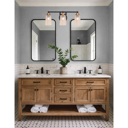 Toltec Paramount 3-Light Bath Bar | Modern Matte Black & Brass with Amber Gradient Glass | Bathroom Vanity & Powder Room | 7.25 x 8.75 in | Model 3423-MBBR-263