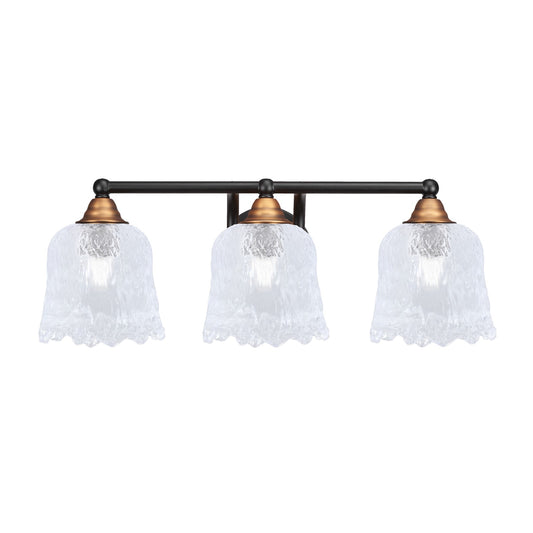 Toltec Paramount 3-Light Bath Bar | Modern Matte Black & Brass with Clear Lava Glass | Bathroom Vanity & Powder Room | 8 x 8.75 in | Model 3423-MBBR-4230