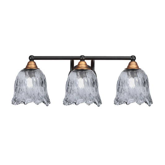 Toltec Paramount 3-Light Bath Bar | Modern Matte Black & Brass with Smoke Lava Glass | Bathroom Vanity & Powder Room | 8 x 8.75 in | Model 3423-MBBR-4232