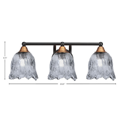 Toltec Paramount 3-Light Bath Bar | Modern Matte Black & Brass with Smoke Lava Glass | Bathroom Vanity & Powder Room | 8 x 8.75 in | Model 3423-MBBR-4232