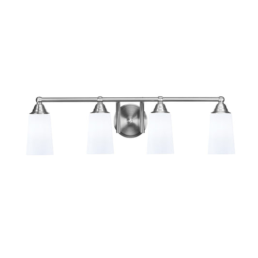 Toltec Paramount 4-Light Bath Bar | Brushed Nickel and White Opal Glass | Bathroom Vanity & Powder Room | 7.25 x 8.75 in | Model 3424-BN-261