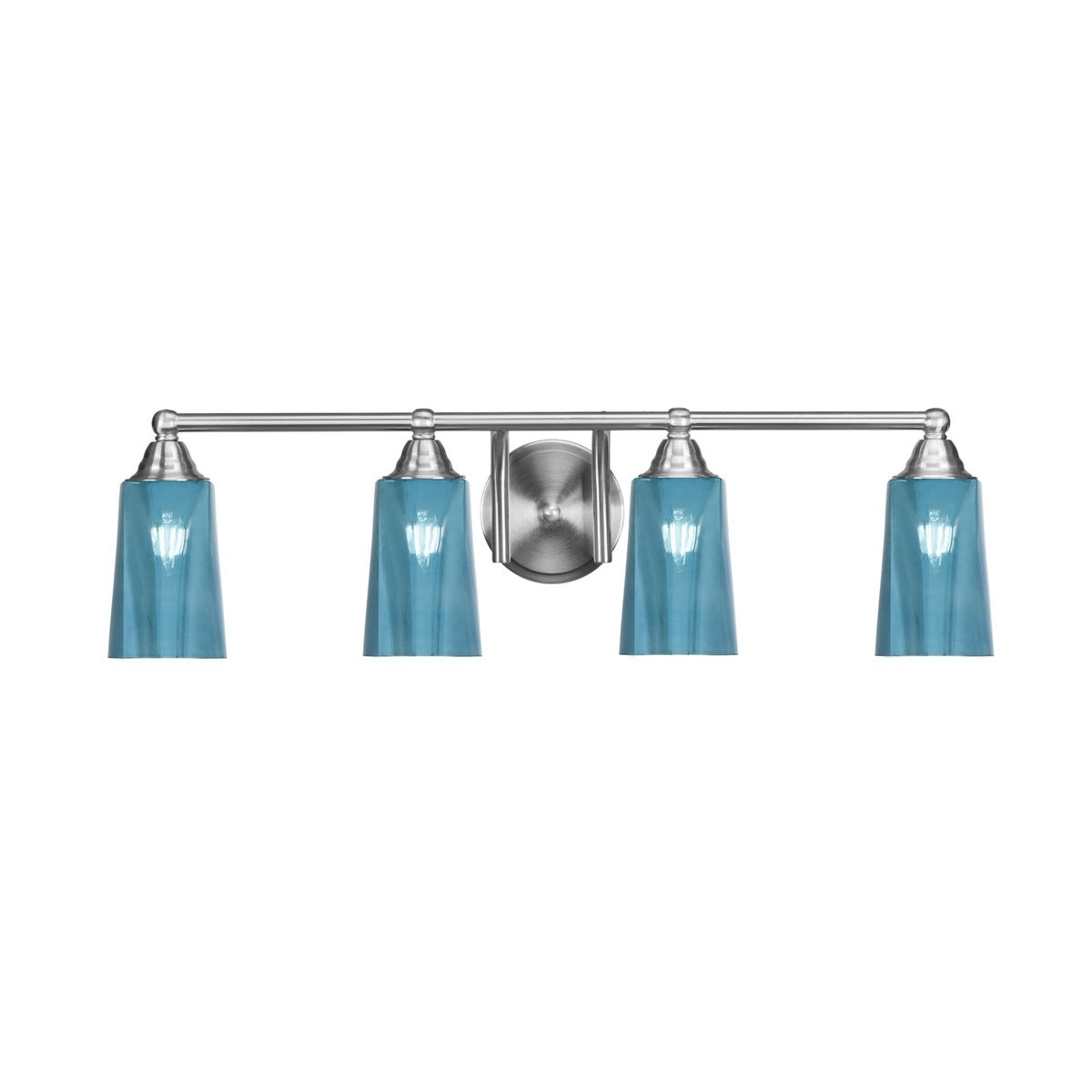 Toltec Paramount 4-Light Bath Bar | Brushed Nickel and Blue Gradient Glass | Bathroom Vanity & Powder Room | 7.25 x 8.75 in | Model 3424-BN-265