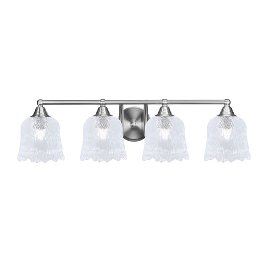 Toltec Paramount 4-Light Bath Bar | Modern Brushed Nickel and Clear Lava Glass | Bathroom Vanity & Powder Room | 8 x 8.75 in | Model 3424-BN-4230