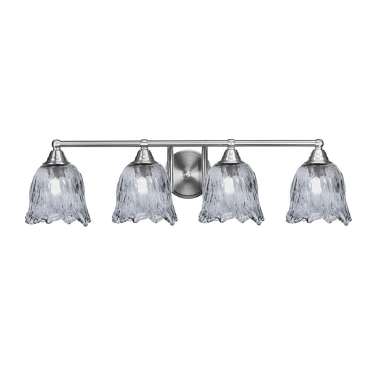 Toltec Paramount 4-Light Bath Bar | Brushed Nickel Steel and Smoke Lava Glass | Bathroom Vanity & Powder Room | 8 x 8.75 in | Model 3424-BN-4232