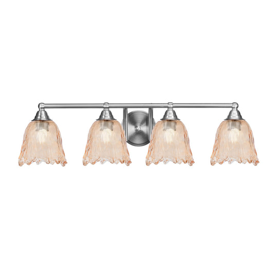 Toltec Paramount 4-Light Bath Bar | Brushed Nickel Steel and Amber Lava Glass | Bathroom Vanity & Powder Room | 8 x 8.75 in | Model 3424-BN-4233