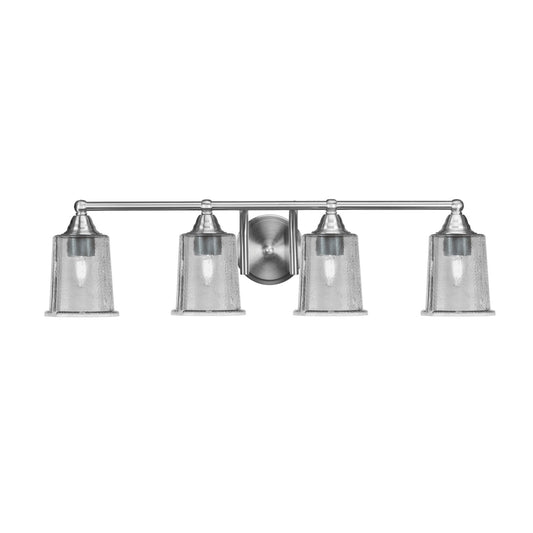 Toltec Paramount 4-Light Bath Bar | Modern Brushed Nickel and Smoke Bubble Glass | Bathroom Vanity & Powder Room | 7.25 x 7.75 in | Model 3424-BN-5032