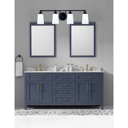Toltec Paramount 4-Light Bath Bar | Matte Black Steel and White Opal Glass | Bathroom Vanity & Powder Room | 7.25 x 8.75 in | Model 3424-MB-261