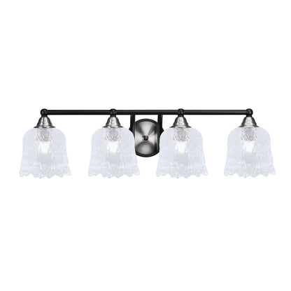 Toltec Paramount 4-Light Bath Bar | Modern Matte Black & Brushed Nickel with Clear Lava Glass | Bathroom Vanity Light | 8 x 8.75 in | Model 3424-MBBN-4230