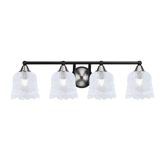 Toltec Paramount 4-Light Bath Bar | Modern Matte Black & Brushed Nickel with Clear Lava Glass | Bathroom Vanity Light | 8 x 8.75 in | Model 3424-MBBN-4230