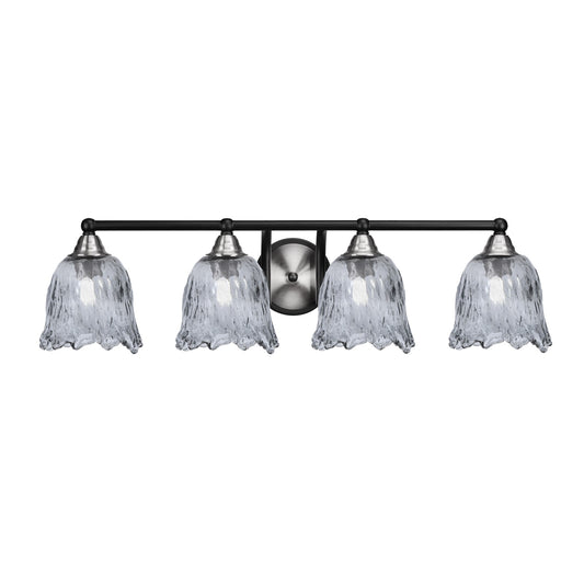Toltec Paramount 4-Light Bath Bar | Modern Matte Black & Brushed Nickel with Smoke Lava Glass | Bathroom Vanity & Powder Room | 8 x 8.75 in | Model 3424-MBBN-4232