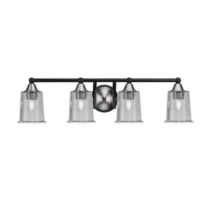 Toltec Paramount 4-Light Bath Bar | Modern Matte Black & Brushed Nickel with Smoke Bubble Glass | Bathroom Vanity Light | 7.25 x 7.75 in | Model 3424-MBBN-5032