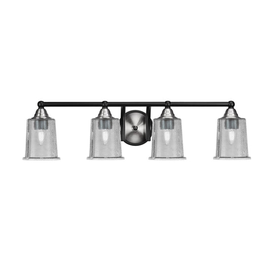 Toltec Paramount 4-Light Bath Bar | Modern Matte Black & Brushed Nickel with Smoke Bubble Glass | Bathroom Vanity Light | 7.25 x 7.75 in | Model 3424-MBBN-5032