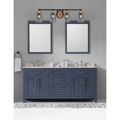 Toltec Paramount 4-Light Bath Bar | Modern Matte Black & Brass with Smoke Bubble Glass | Bathroom Vanity & Powder Room | 7.25 x 8.75 in | Model 3424-MBBR-262