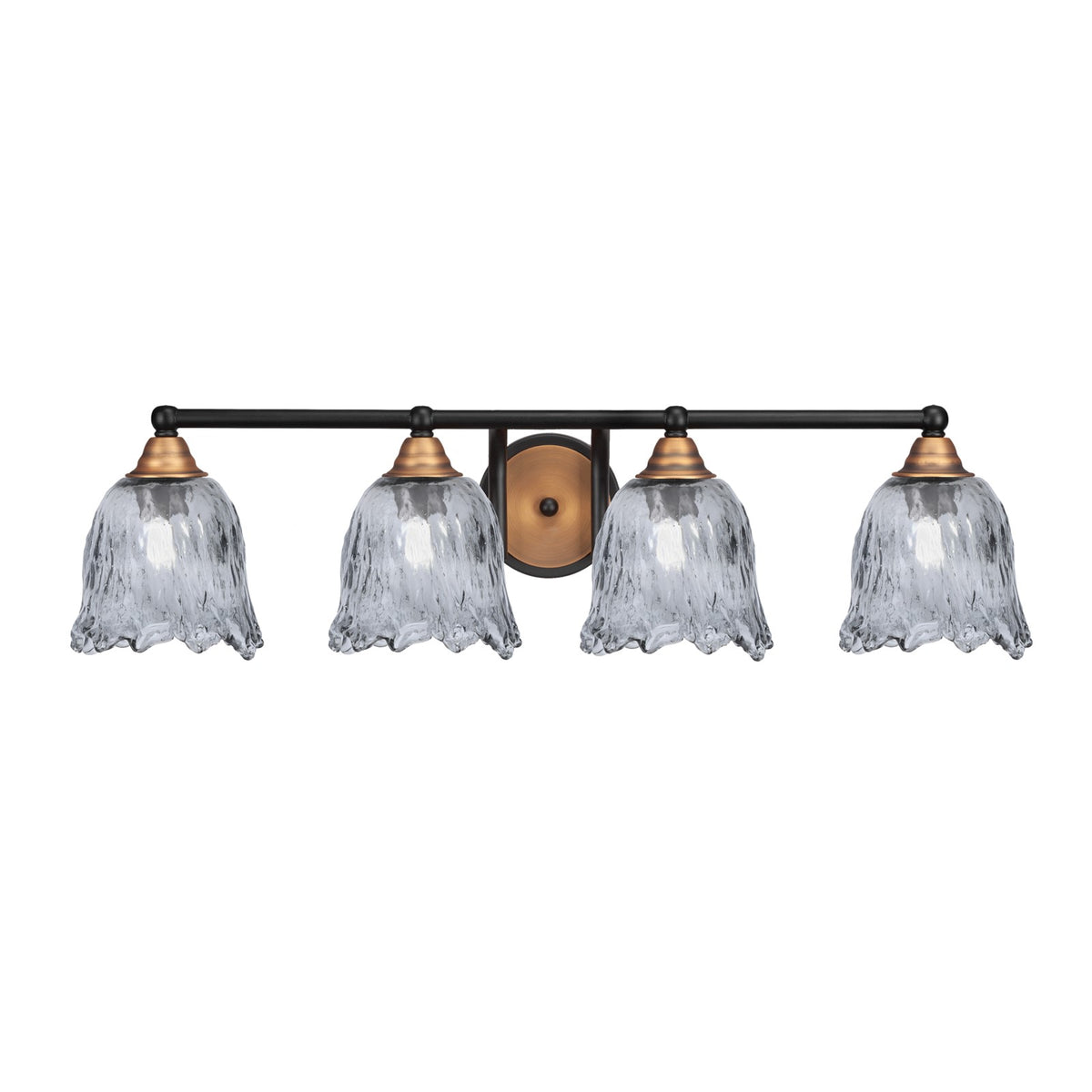Toltec Paramount 4-Light Bath Bar | Modern Matte Black and Brass with Smoke Lava Glass | Bathroom Vanity & Powder Room | 8.75 in H | Model 3424-MBBR-4232