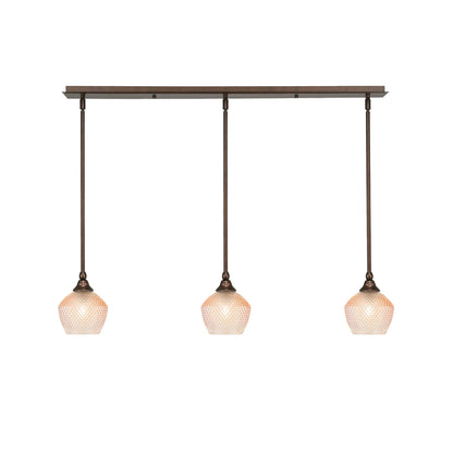 Toltec Stem 38in 3-Light Linear Pendant | Bronze Steel and Amber Textured Glass | Kitchen Island & Dining Room | 38.25 x 6 x 7.25 in | Model 36-BRZ-4623