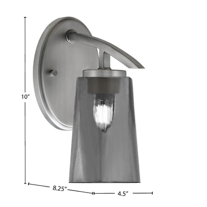 Toltec Kurve 10in 1-Light Wall Sconce | Modern Graphite and Smoke Bubble Glass | Bedroom & Hallway Accent Light | Model 3720-GP-262
