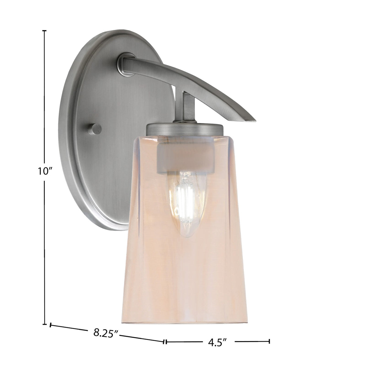 Toltec Kurve 10in 1-Light Wall Sconce | Modern Graphite and Amber Gradient Glass | Bedroom & Hallway Accent Light | Model 3720-GP-263