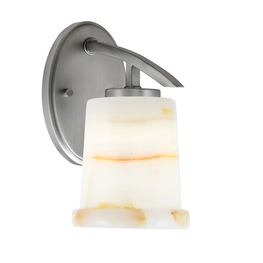 Toltec Kurve 5in 1-Light Downlight Wall Sconce | Modern Graphite and Natural Stone Glass | Bedroom & Hallway Accent Light | Model 3720-GP-4128
