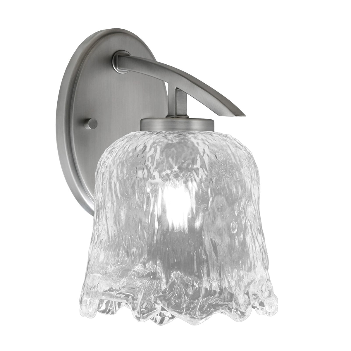 Toltec Kurve 1-Light Downlight Wall Sconce | Modern Graphite and Clear Lava Glass | Bathroom & Hallway Accent Light | Model 3720-GP-4230