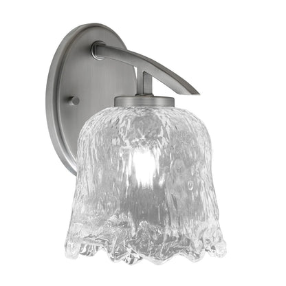 Toltec Kurve 1-Light Downlight Wall Sconce | Modern Graphite and Clear Lava Glass | Bathroom & Hallway Accent Light | Model 3720-GP-4230