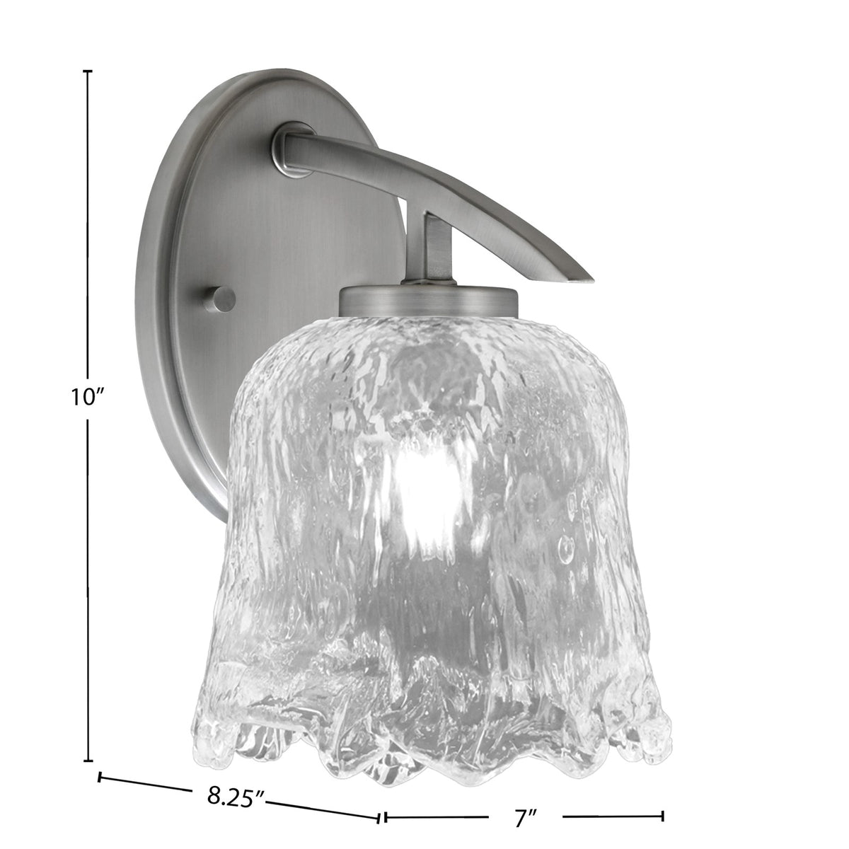 Toltec Kurve 1-Light Downlight Wall Sconce | Modern Graphite and Clear Lava Glass | Bathroom & Hallway Accent Light | Model 3720-GP-4230
