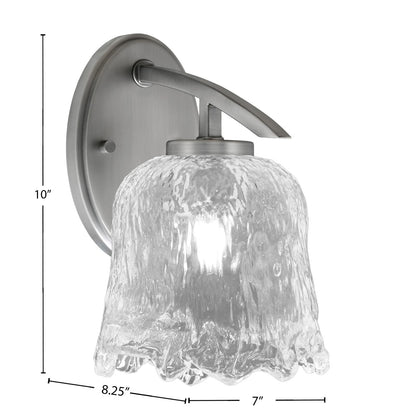 Toltec Kurve 1-Light Downlight Wall Sconce | Modern Graphite and Clear Lava Glass | Bathroom & Hallway Accent Light | Model 3720-GP-4230