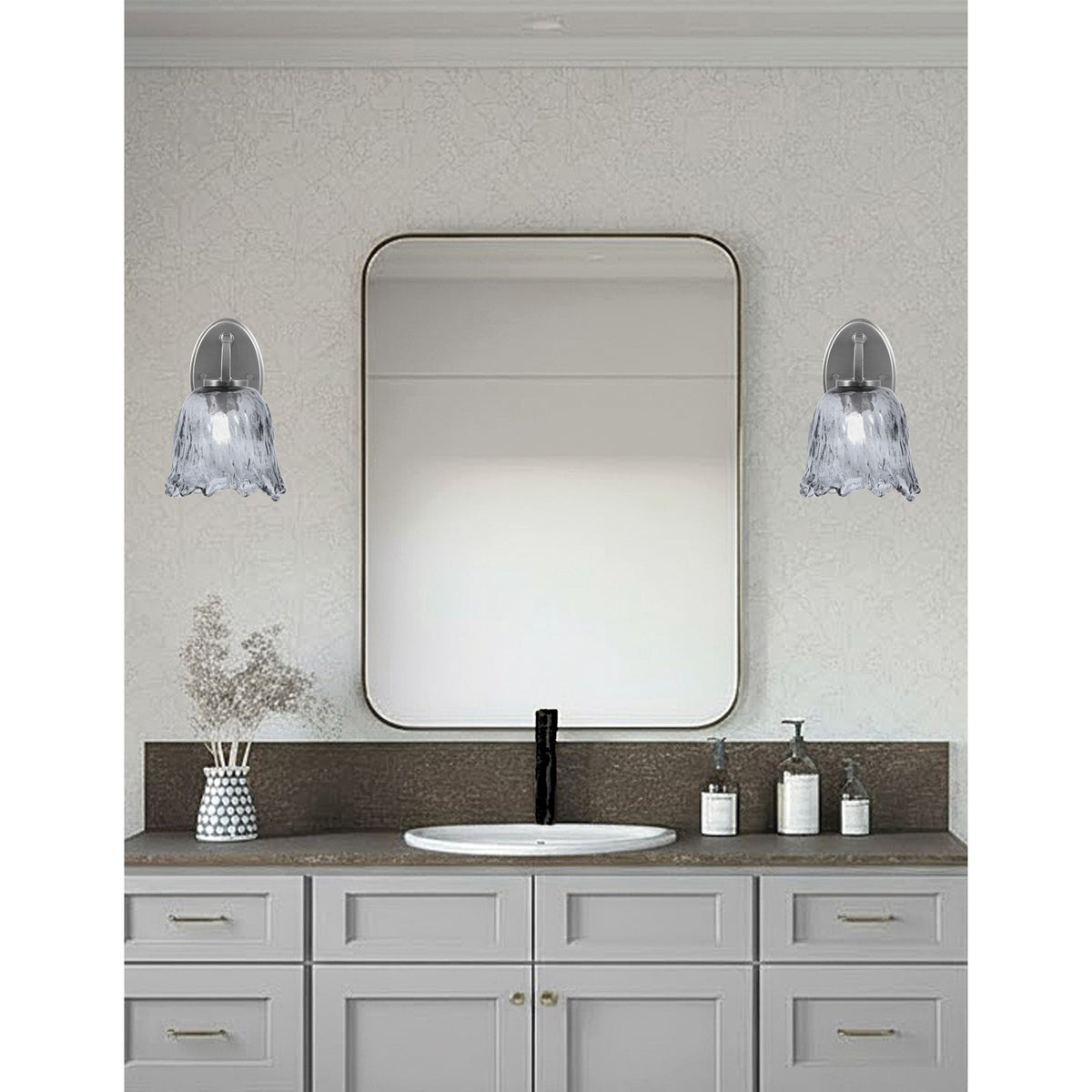 Toltec Kurve 1-Light Downlight Wall Sconce | Modern Graphite and Smoke Lava Glass | Bathroom & Hallway Accent Light | Model 3720-GP-4232