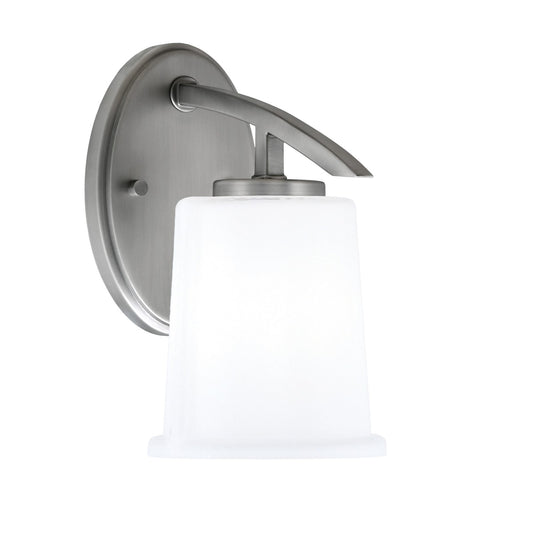 Toltec Kurve 9in 1-Light Wall Sconce | Modern Graphite and White Opal Glass | Bedroom & Hallway Accent Light | 5 x 8 x 9.25 in | Model 3720-GP-5031