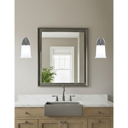 Toltec Kurve 9in 1-Light Wall Sconce | Modern Graphite and White Opal Glass | Bedroom & Hallway Accent Light | 5 x 8 x 9.25 in | Model 3720-GP-5031