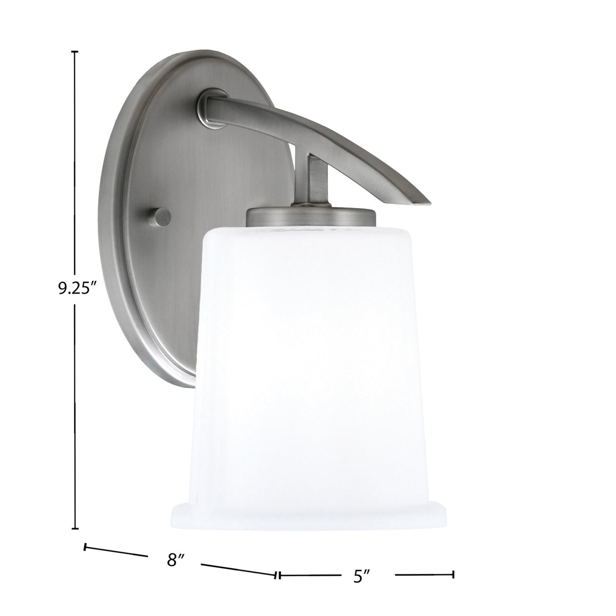 Toltec Kurve 9in 1-Light Wall Sconce | Modern Graphite and White Opal Glass | Bedroom & Hallway Accent Light | 5 x 8 x 9.25 in | Model 3720-GP-5031