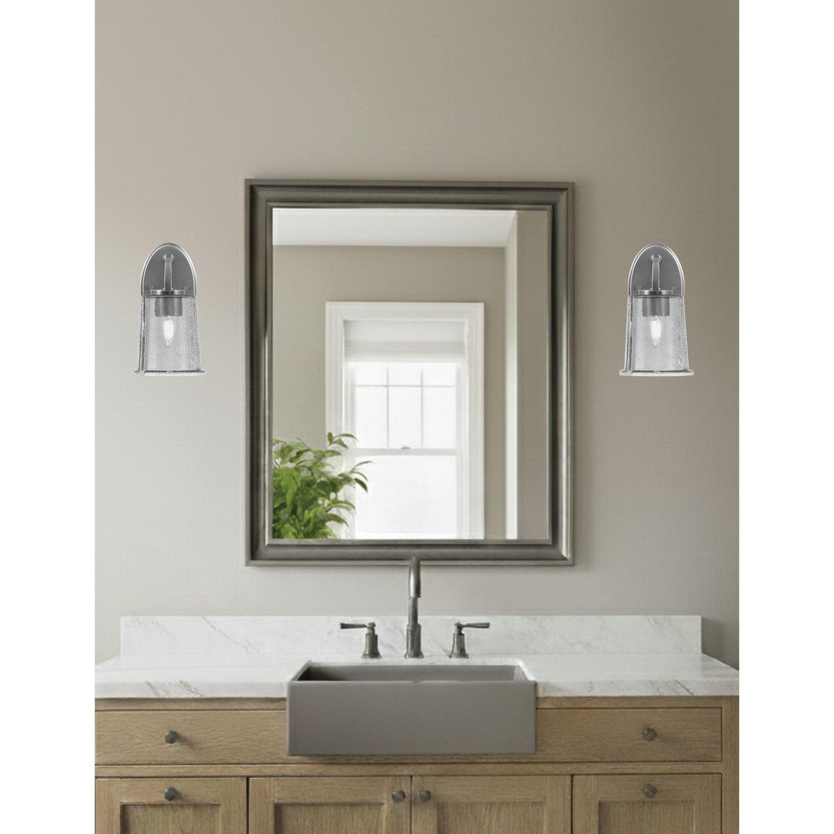 Toltec Kurve 1-Light Downlight Wall Sconce | Modern Graphite and Smoke Bubble Glass | Bathroom & Hallway Accent Light | Model 3720-GP-5032