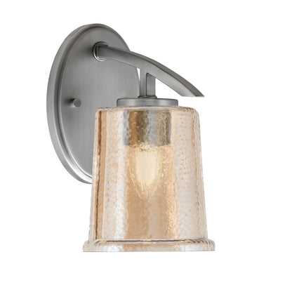 Toltec Kurve 1-Light Downlight Wall Sconce | Modern Graphite and Amber Bubble Glass | Bathroom & Hallway Accent Light | Model 3720-GP-5033