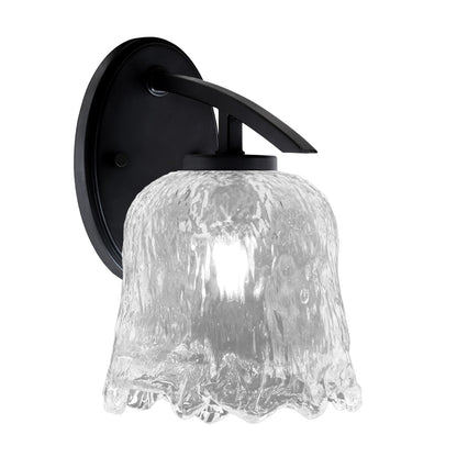 Toltec Kurve 7in 1-Light Wall Sconce | Modern Matte Black and Clear Lava Glass | Bathroom & Hallway Accent Light | Model 3720-MB-4230