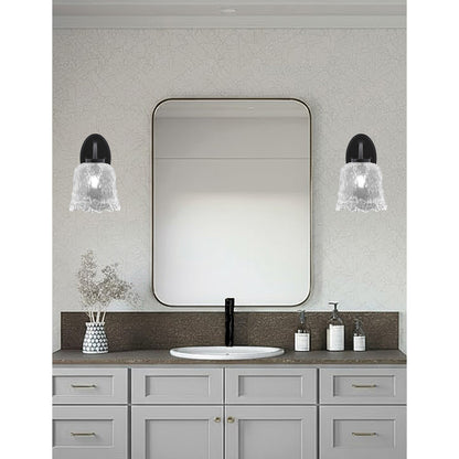 Toltec Kurve 7in 1-Light Wall Sconce | Modern Matte Black and Clear Lava Glass | Bathroom & Hallway Accent Light | Model 3720-MB-4230