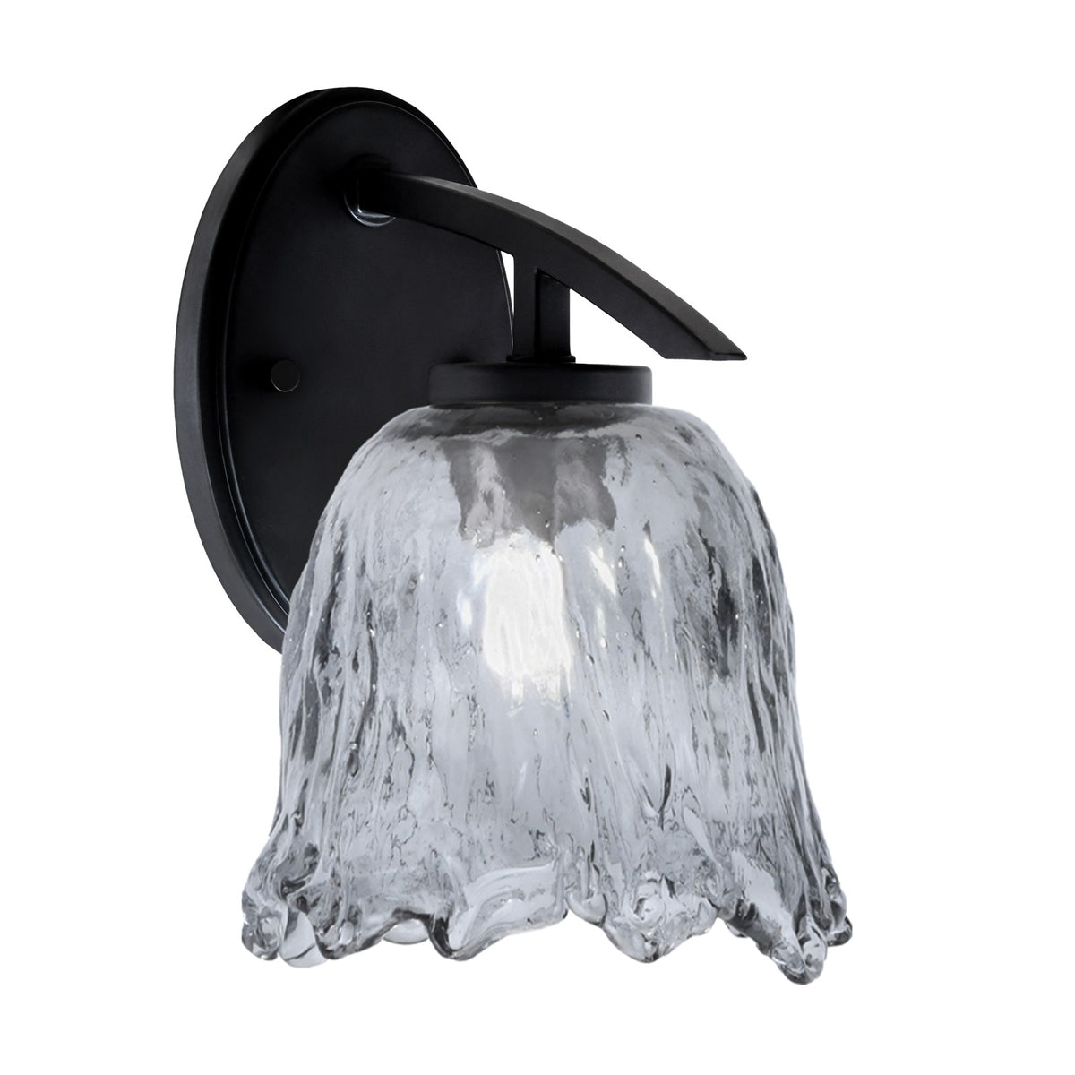 Toltec Kurve 7in 1-Light Wall Sconce | Modern Matte Black and Smoke Lava Glass | Bathroom & Hallway Accent Light | Model 3720-MB-4232