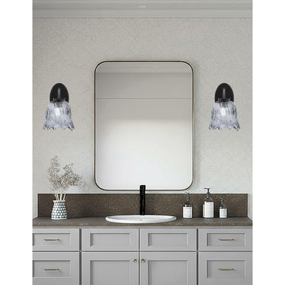 Toltec Kurve 7in 1-Light Wall Sconce | Modern Matte Black and Smoke Lava Glass | Bathroom & Hallway Accent Light | Model 3720-MB-4232