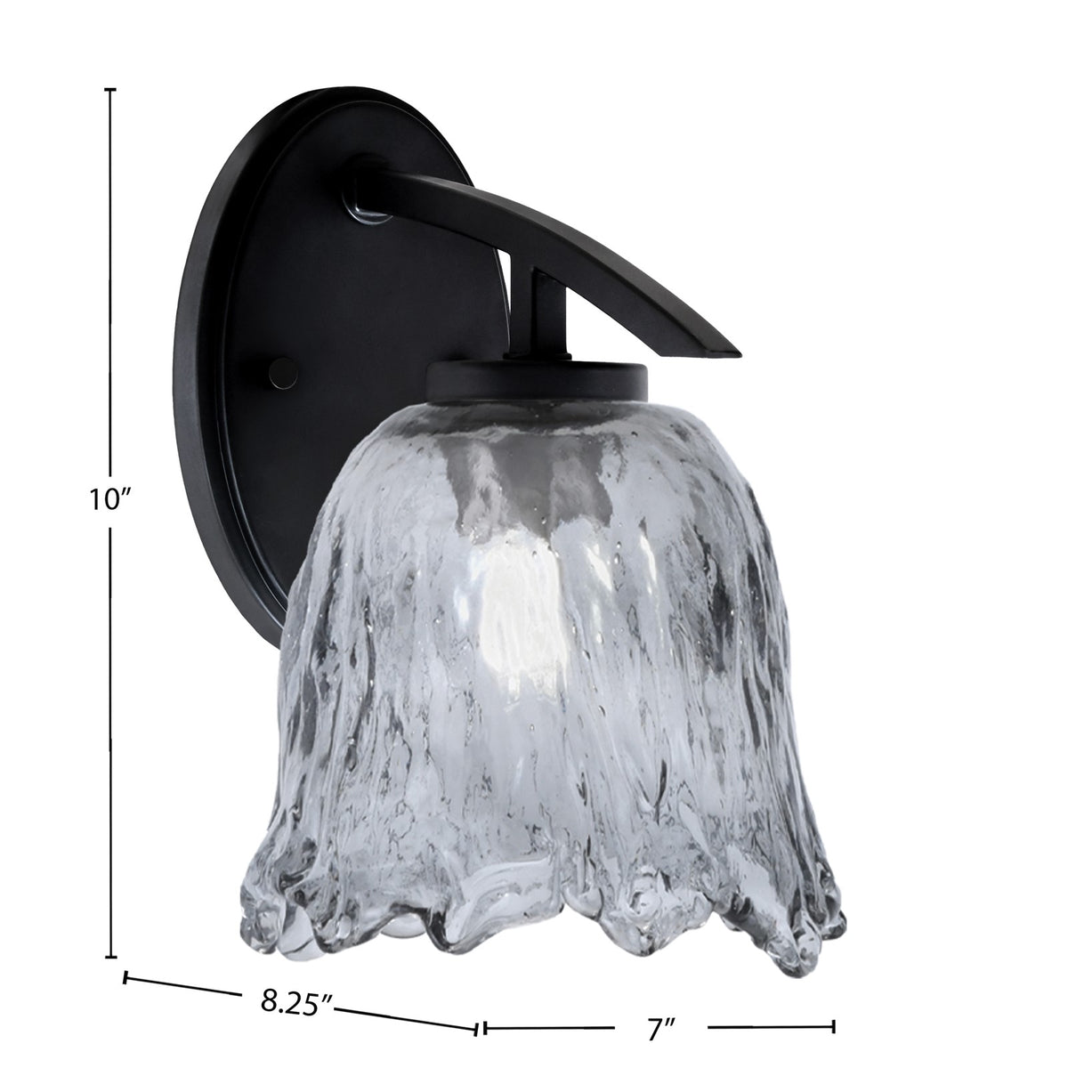 Toltec Kurve 7in 1-Light Wall Sconce | Modern Matte Black and Smoke Lava Glass | Bathroom & Hallway Accent Light | Model 3720-MB-4232