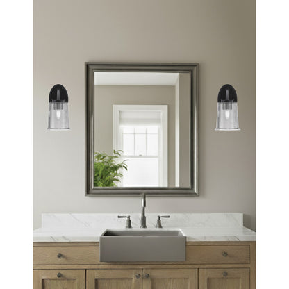 Toltec Kurve 9in 1-Light Wall Sconce | Modern Matte Black and Smoke Bubble Glass | Bedroom & Hallway Accent Light | Model 3720-MB-5032