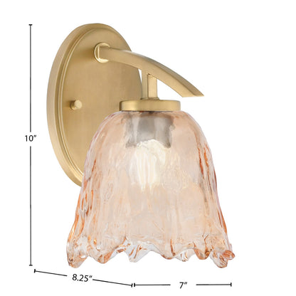 Toltec Kurve 7in 1-Light Downlight Wall Sconce | Modern New Age Brass and Amber Lava Glass | Bathroom & Hallway | Model 3720-NAB-4233