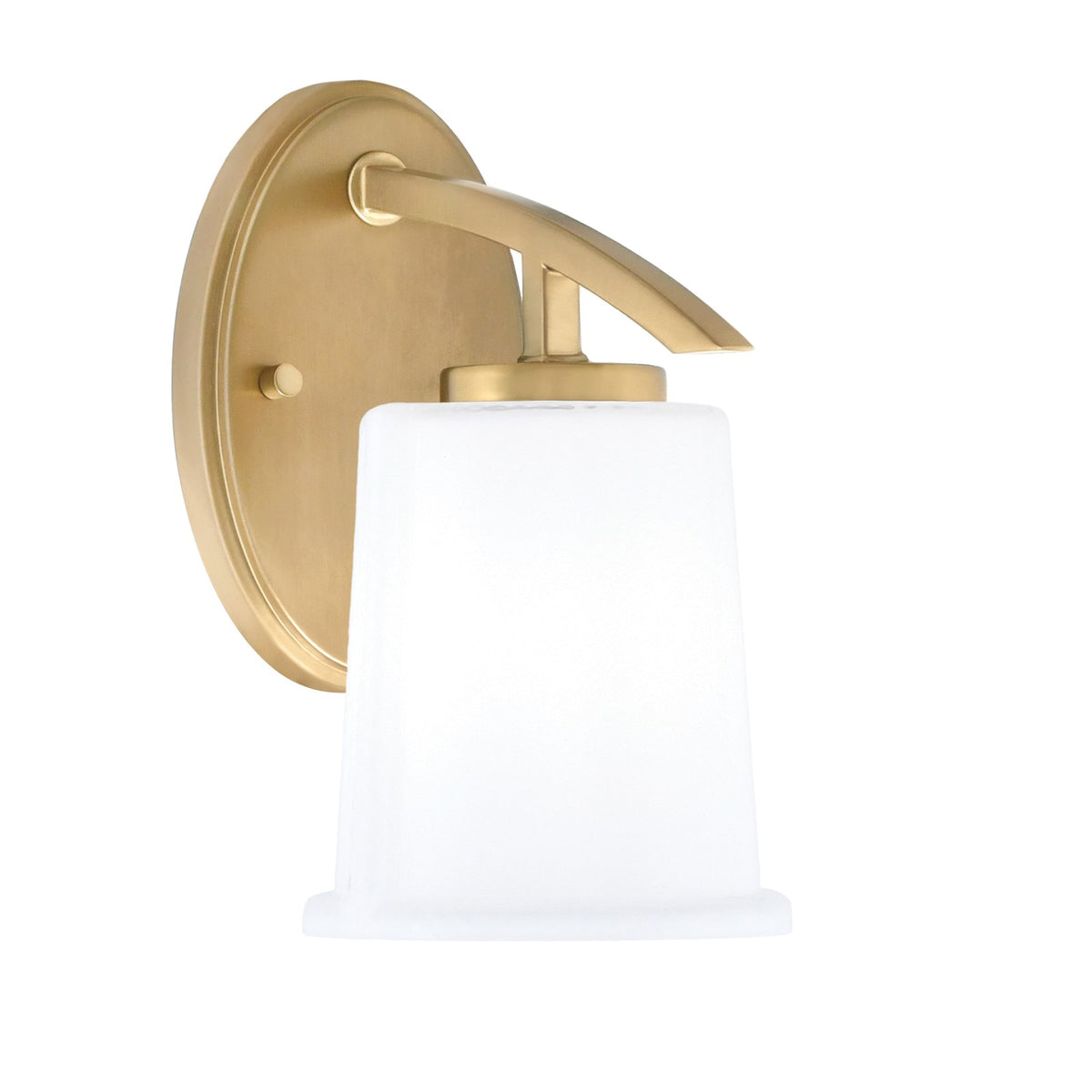 Toltec Kurve 5in 1-Light Wall Sconce | Modern New Age Brass and White Opal Glass | Bathroom & Hallway | 8 x 5 x 9.25 in | Model 3720-NAB-5031