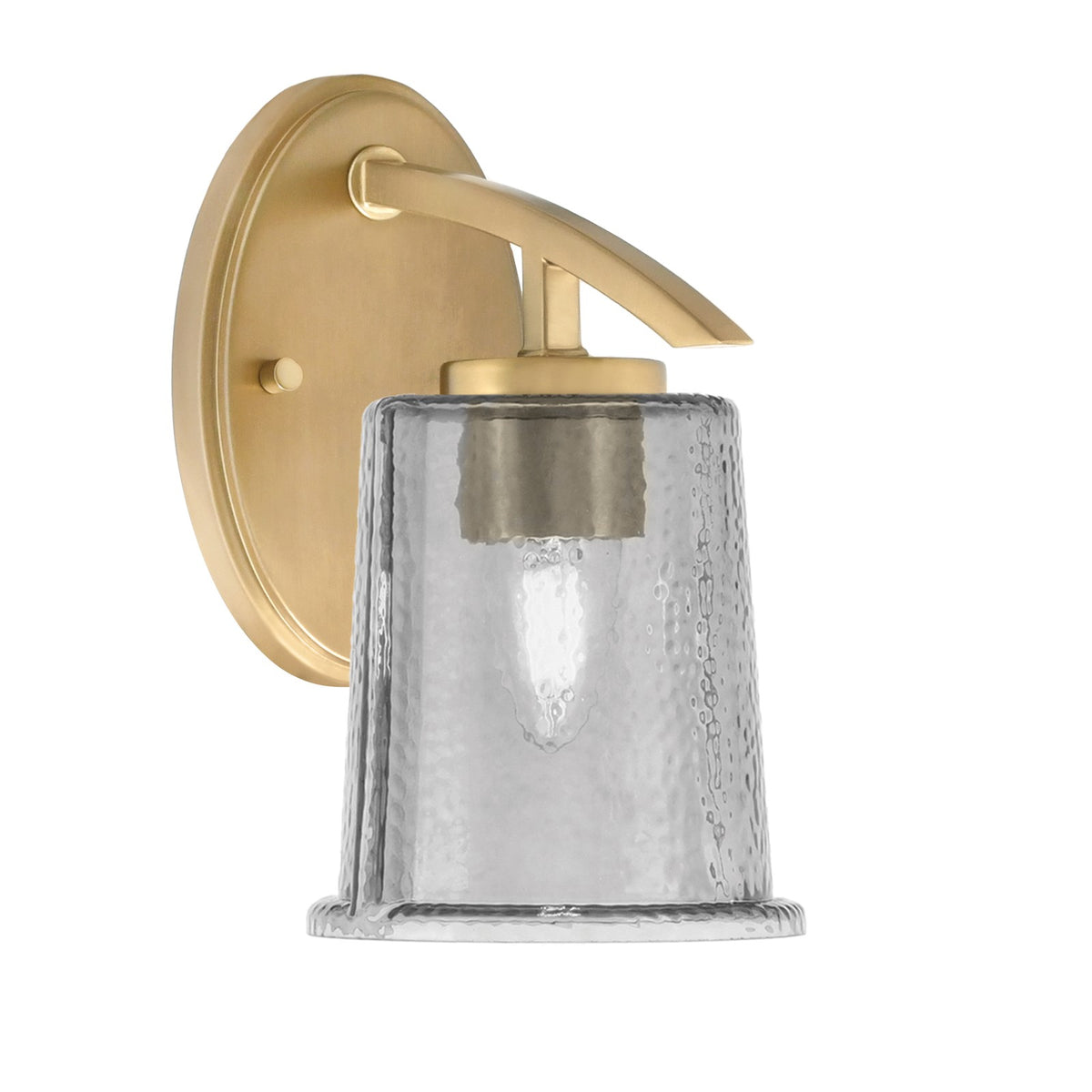 Toltec Kurve 5in 1-Light Wall Sconce | Modern New Age Brass and Smoke Bubble Glass | Bathroom & Hallway | 8 x 5 x 9.25 in | Model 3720-NAB-5032