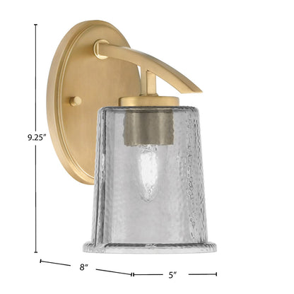 Toltec Kurve 5in 1-Light Wall Sconce | Modern New Age Brass and Smoke Bubble Glass | Bathroom & Hallway | 8 x 5 x 9.25 in | Model 3720-NAB-5032