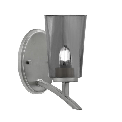 Toltec Kurve 9.5in 1-Light Uplight Wall Sconce | Modern Graphite and Smoke Bubble Glass | Bathroom & Hallway | 4.5 x 8.25 x 9.5 in | Model 3721-GP-262