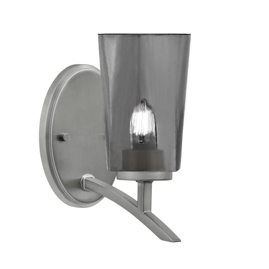 Toltec Kurve 9.5in 1-Light Uplight Wall Sconce | Modern Graphite and Smoke Bubble Glass | Bathroom & Hallway | 4.5 x 8.25 x 9.5 in | Model 3721-GP-262