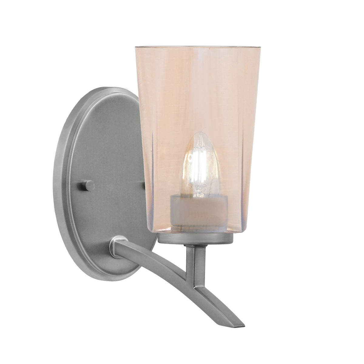 Toltec Kurve 9.5in 1-Light Uplight Wall Sconce | Modern Graphite and Amber Gradient Glass | Bathroom & Hallway | Model 3721-GP-263