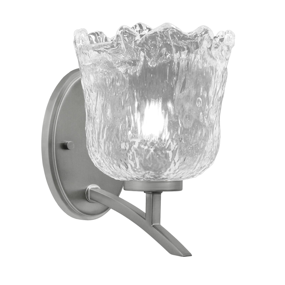 Toltec Kurve 7in 1-Light Uplight Wall Sconce | Modern Graphite and Clear Lava Glass | Bedroom & Hallway Accent Light | Model 3721-GP-4230