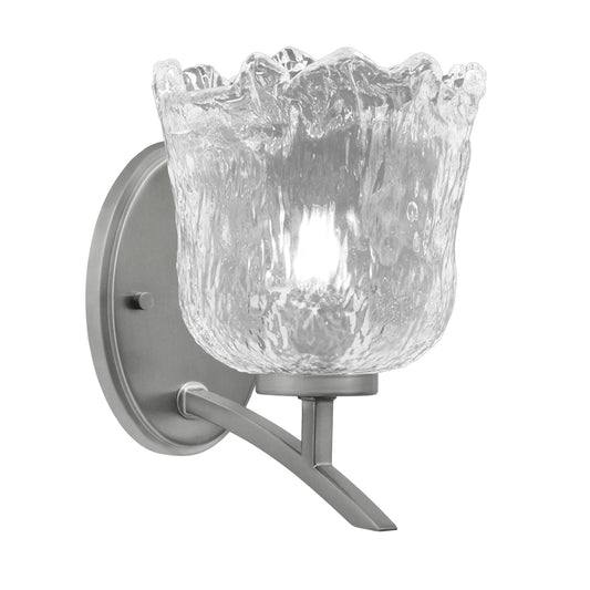 Toltec Kurve 7in 1-Light Uplight Wall Sconce | Modern Graphite and Clear Lava Glass | Bedroom & Hallway Accent Light | Model 3721-GP-4230