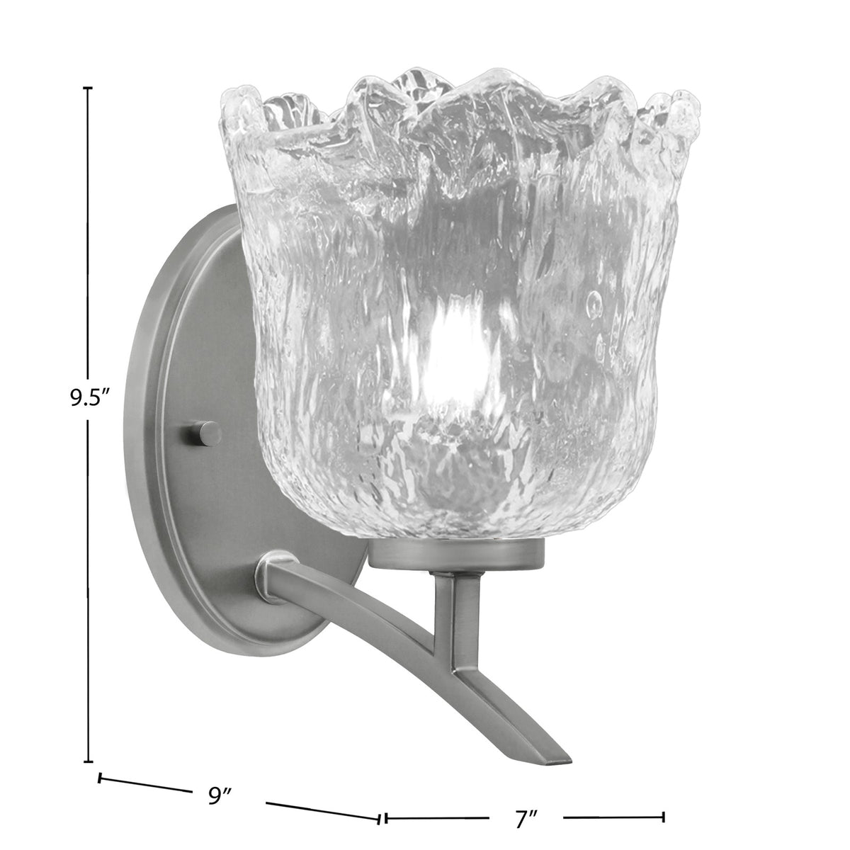 Toltec Kurve 7in 1-Light Uplight Wall Sconce | Modern Graphite and Clear Lava Glass | Bedroom & Hallway Accent Light | Model 3721-GP-4230